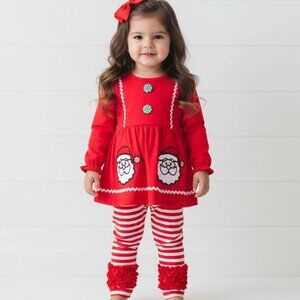 Red & White Santa Boutique Ruffle Outfit, girls